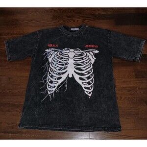 Aelfric Eden Shirt Mens Small Ribcage Lightning Distressed Graphic Tee T-Shirt